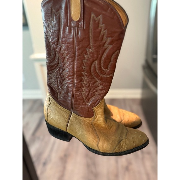 Montaña Handmade Cowboy Boots Men's Size 10.5 – Two-Tone Leather Western Boots - Picture 1 of 12